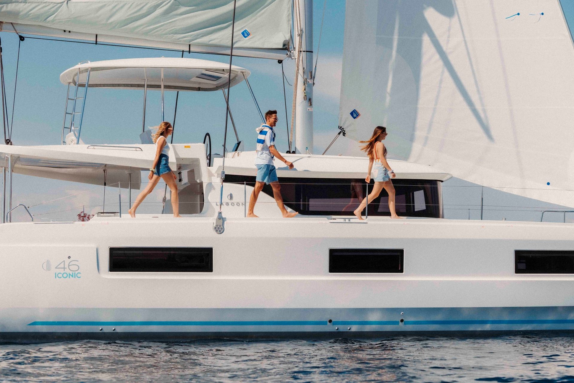 View from the deck of a catamaran